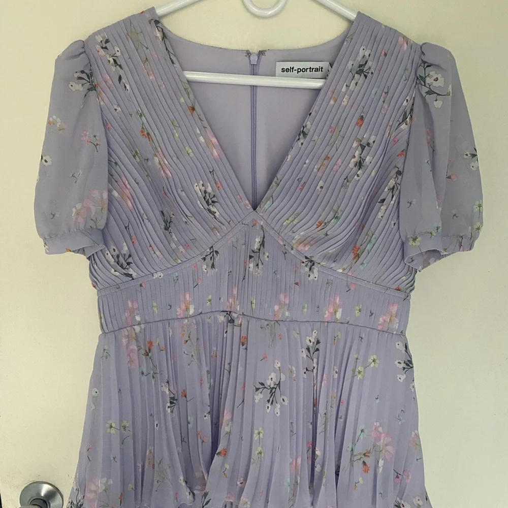 NWT Self-Portrait Lilac Floral Tiered Dress Size UK 14/US 10 - Picture 5 of 12